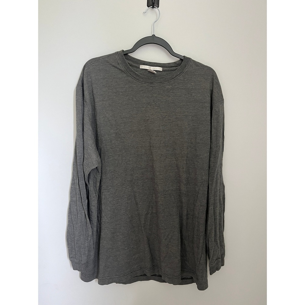 Perry Ellis Grey Pima Cotton T-Shirt Mens XL Long Sleeve Crew Neck Tee Basic